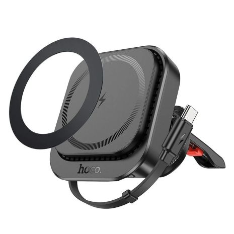 Магнітний автотримач Hoco HW23 з бездротовою зарядкою 15W black