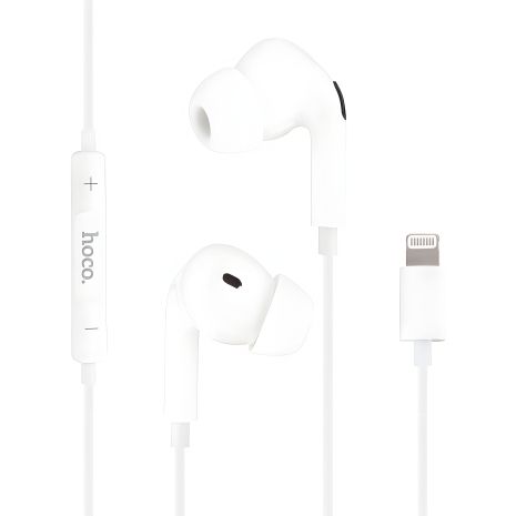 Навушники Hoco M111 Pro вакуумні, дротові, Lightning, 1.2m, White