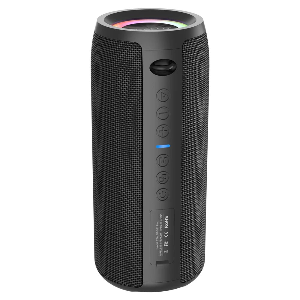 Портативна Bluetooth колонка ZEALOT S51 Pro, IPX6, BT5.2, AUX, USB, TF, TWS, 40W, 4h з LED підсвічуванням black Портативна Bluetooth колонка ZEALOT S51 Pro, IPX6, BT5.2, AUX, USB, TF, TWS, 40W, 4h з LED підсвічуванням black