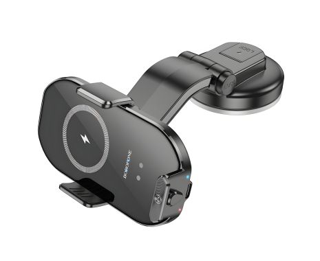 Магнитный автодержатель Borofone BH206 с беспроводной зарядкой, черный Магнитный автодержатель Borofone BH206 с беспроводной зарядкой, черный