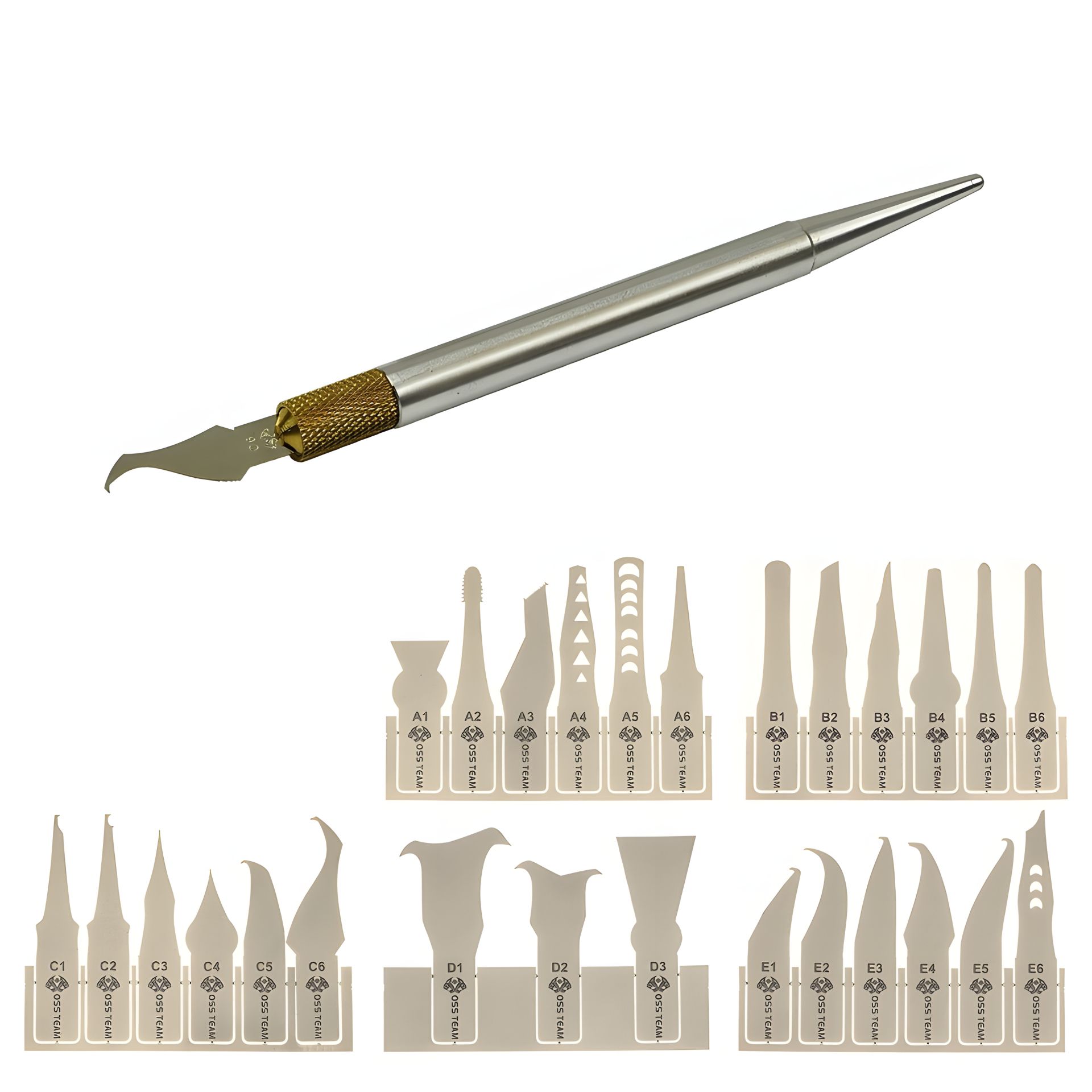 Ремонтний набір для плат та мікросхем Aida W120+ (ручка з цангою, 27 металевих лопаток) Ремонтний набір для плат та мікросхем Aida W120+ (ручка з цангою, 27 металевих лопаток)