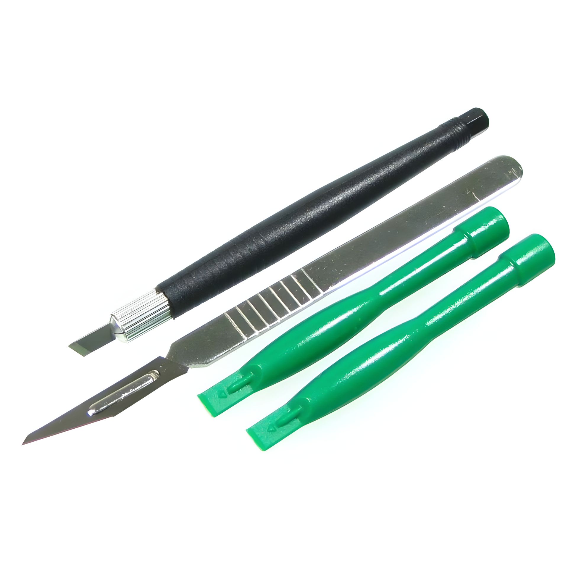 Інструментальний набір Baku BK-7280-B: великий і малий скальпелі, дві лопатки для розбирання корпусів Інструментальний набір Baku BK-7280-B: великий і малий скальпелі, дві лопатки для розбирання корпусів