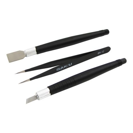 Інструментів набір Baku BK-7280-A (шпателек, прямий пінцет, скальпель)