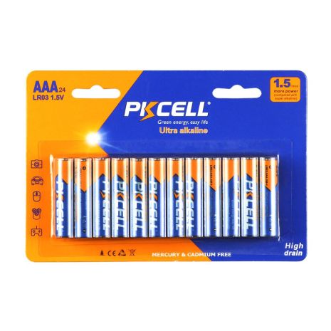 Батарейка щелочная PKCELL 1.5V AAA/LR03, 24 штуки в блистере (PC/LR03-24B) ААА Батарейка щелочная PKCELL 1.5V AAA/LR03, 24 штуки в блистере (PC/LR03-24B) ААА