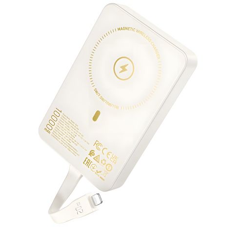 Power bank Hoco Q24 10000mAh 22.5W PD 20W магнітний з функцією бездротової зарядки milky white
