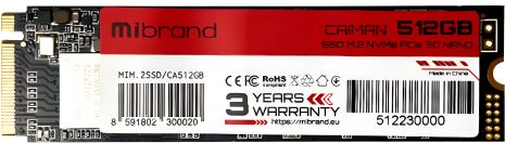 SSD Wibrand Caiman 512GB NVMe 2280 PCIe 3.0 3D NAND M.2 SSD Wibrand Caiman 512GB NVMe 2280 PCIe 3.0 3D NAND M.2