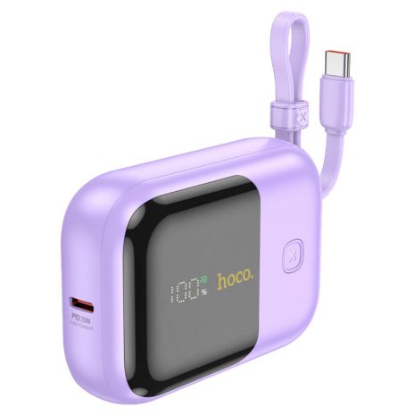 Повербанк Hoco Q20 Fountain 22.5W+PD20W fully with digital display and cable 10000mAh Purple Повербанк Hoco Q20 Fountain 22.5W+PD20W fully with digital display and cable 10000mAh Purple