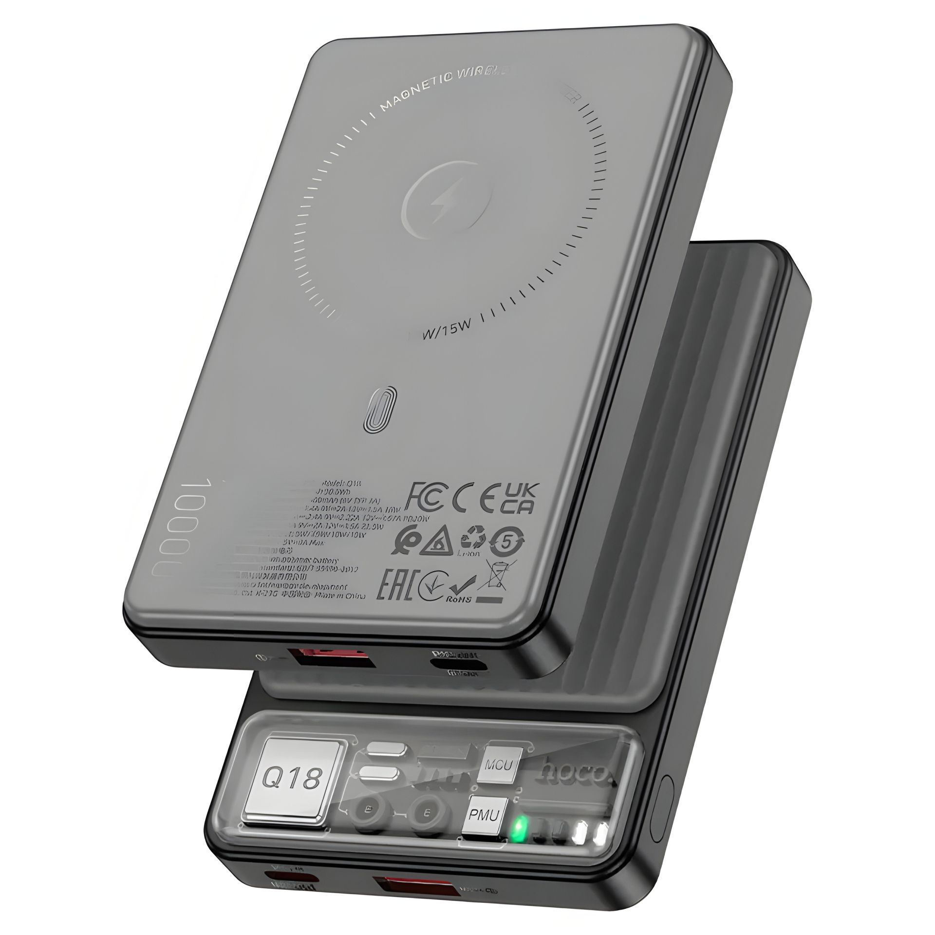 Безпровідний Power bank HOCO Q18 22,5W 10000 mAh чорний Безпровідний Power bank HOCO Q18 22,5W 10000 mAh чорний