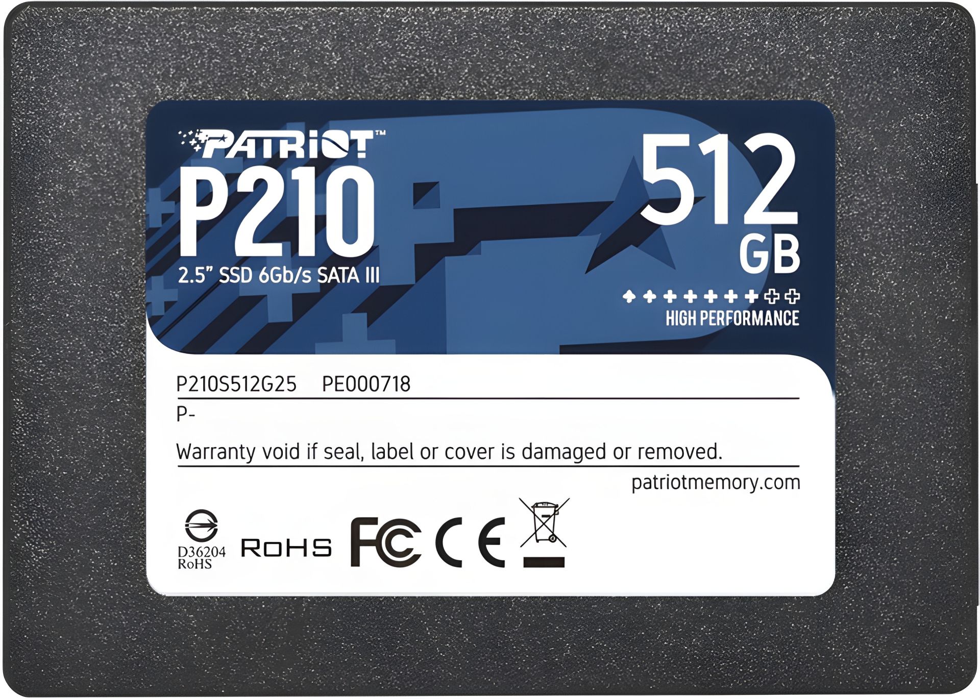 Patriot P210 SSD 512GB 2.5" 7mm SATAIII 3D QLC Patriot P210 SSD 512GB 2.5" 7mm SATAIII 3D QLC