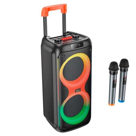 Акустика-караоке HOCO Leader wireless dual-mic outdoor BT speaker HA7 |BT5.0/USB/AUX/TF, 75W, TWS, 7h| black Акустика-караоке HOCO Leader wireless dual-mic outdoor BT speaker HA7 |BT5.0/USB/AUX/TF, 75W, TWS, 7h| black