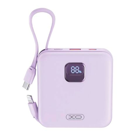 Power Bank XO PR235 22.5W with built-in iP and TYPE-C cable 10000 mAh Фіолетовий