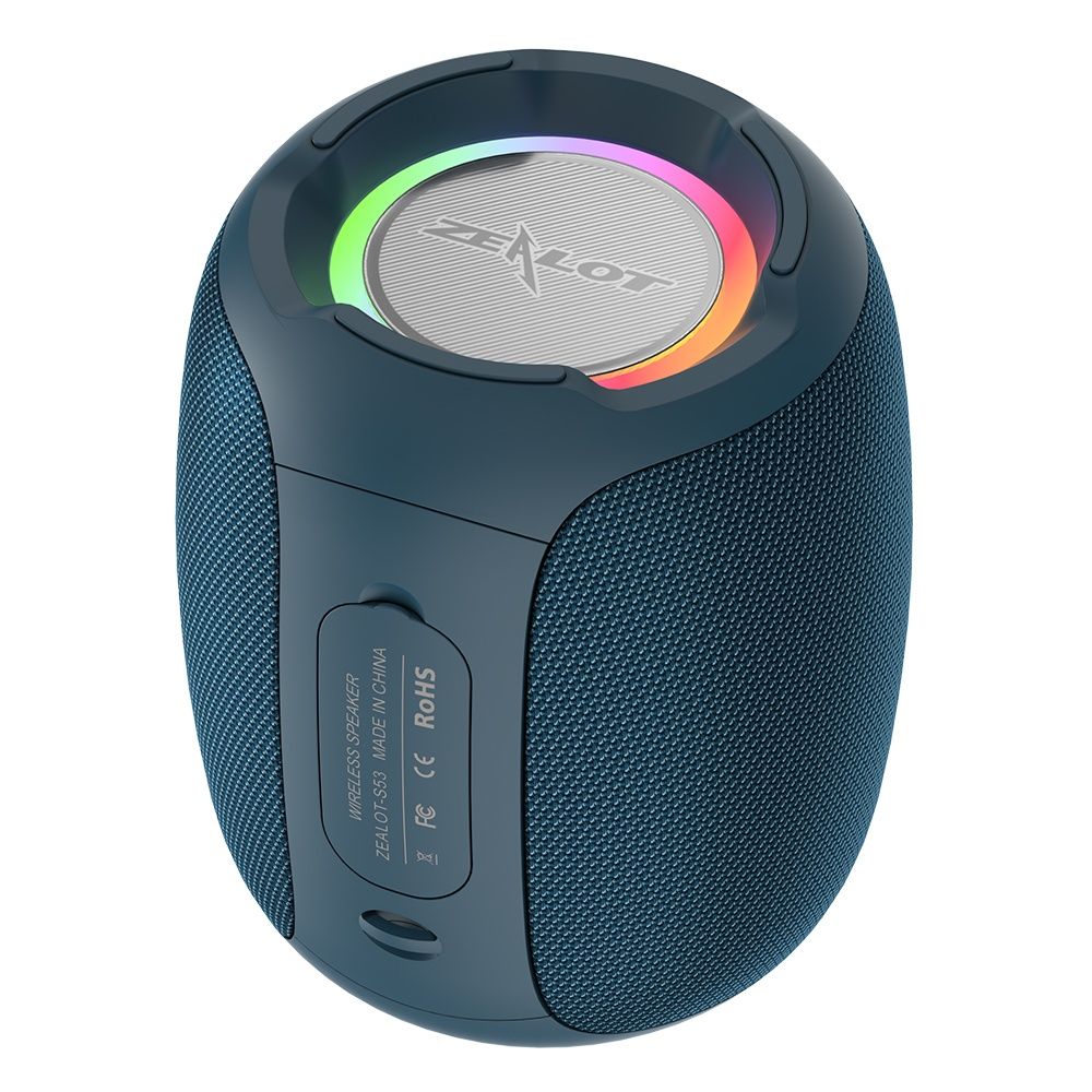 Портативна Bluetooth колонка ZEALOT S53, BT5.0, AUX, USB, TF, TWS, 10h з LED підсвічуванням blue Портативна Bluetooth колонка ZEALOT S53, BT5.0, AUX, USB, TF, TWS, 10h з LED підсвічуванням blue