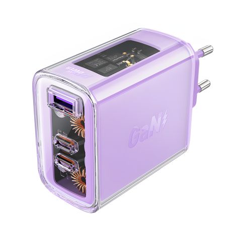 Мережевий зарядний пристрій Acefast A45 фіолетовий, USB/2 Type-C QC PD PD65W GaN