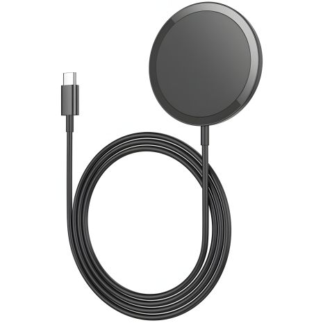 Магнітна бездротова зарядка HOCO CW52 Enjoy швидка, чорна Магнітна бездротова зарядка HOCO CW52 Enjoy швидка, чорна