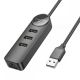 Адаптер Borofone DH6 Erudite 4-in-1 100 Мбіт Ethernet Adapter (Type-C to USB2.0*3+RJ45) 0.2M Black Адаптер Borofone DH6 Erudite 4-in-1 100 Мбіт Ethernet Adapter (Type-C to USB2.0*3+RJ45) 0.2M Black