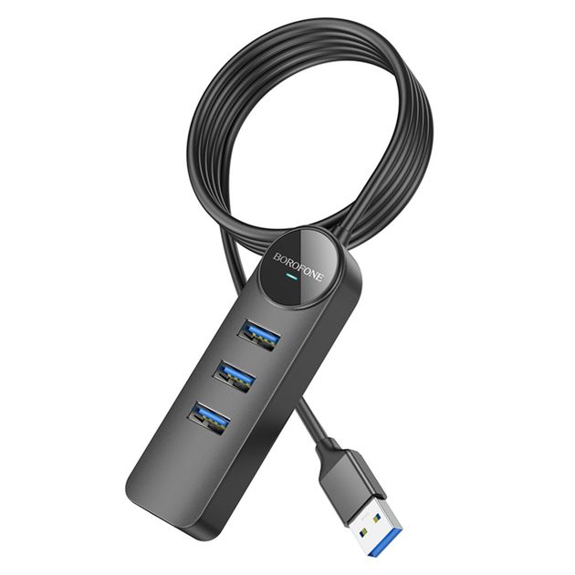 Адаптер Borofone DH6 Erudite 4-in-1 Gigabit Ethernet Adapter (USB to USB3.0*3+RJ45) 1.2m Black Адаптер Borofone DH6 Erudite 4-in-1 Gigabit Ethernet Adapter (USB to USB3.0*3+RJ45) 1.2m Black