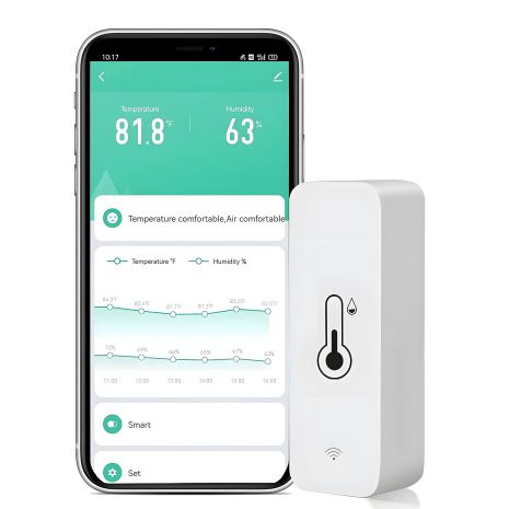 Smart Temperature and Humidity Sensor BTH01 | SmartHome, Bluetooth | Compatible with SmartLife APP (iOS, Android) | White Smart Temperature and Humidity Sensor BTH01 | SmartHome, Bluetooth | Compatible with SmartLife APP (iOS, Android) | White