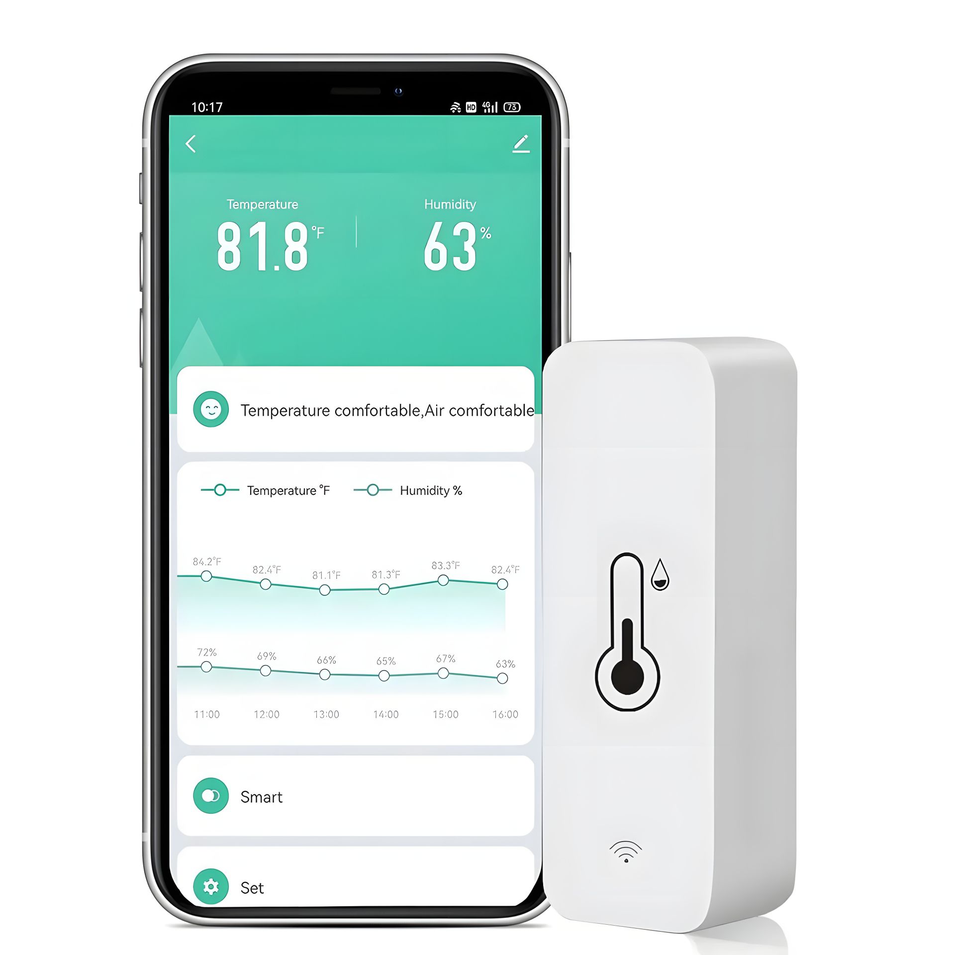 Smart Temperature and Humidity Sensor BTH01 | SmartHome, Bluetooth | Compatible with SmartLife APP (iOS, Android) | White Smart Temperature and Humidity Sensor BTH01 | SmartHome, Bluetooth | Compatible with SmartLife APP (iOS, Android) | White