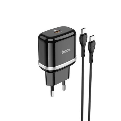 Адаптер Сетевой HOCO Victorious single port charger N24 |1Type-C, 20W/3A, PD/QC| black Адаптер Сетевой HOCO Victorious single port charger N24 |1Type-C, 20W/3A, PD/QC| black