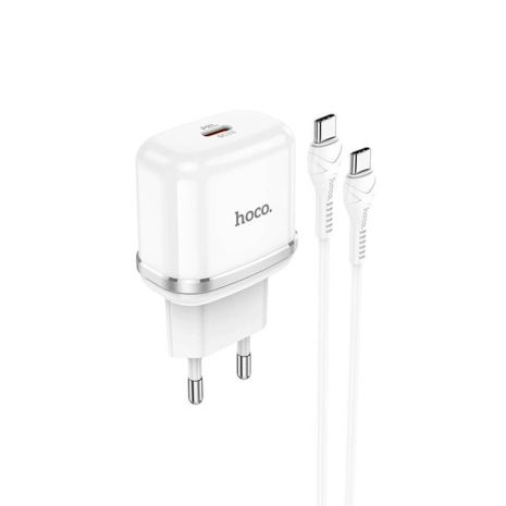 Адаптер Сетевой HOCO Victorious single port charger N24 |1Type-C, 20W/3A, PD/QC| white Адаптер Сетевой HOCO Victorious single port charger N24 |1Type-C, 20W/3A, PD/QC| white