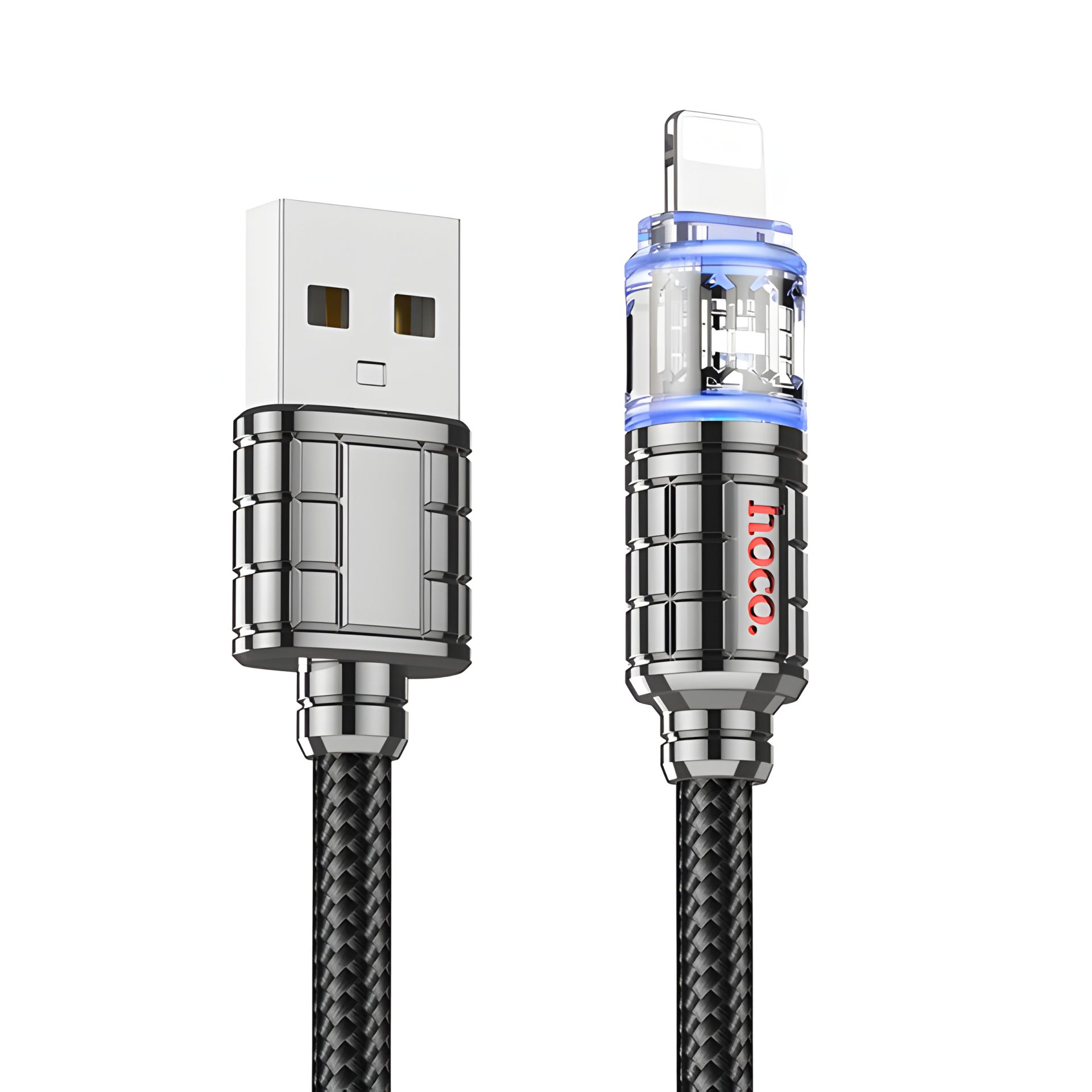 Кабель з індикатором Hoco U122 USB to Lightning, 2.4А, 1.2m, black Кабель з індикатором Hoco U122 USB to Lightning, 2.4А, 1.2m, black