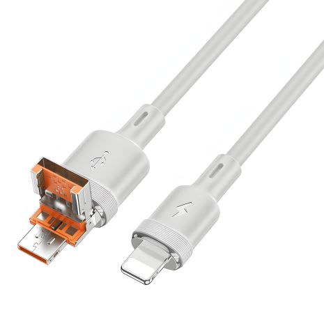 Кабель Hoco U131 2в1 USB/Type-C to Lightning, 2.4А, 1.2m, сірий Кабель Hoco U131 2в1 USB/Type-C to Lightning, 2.4А, 1.2m, сірий