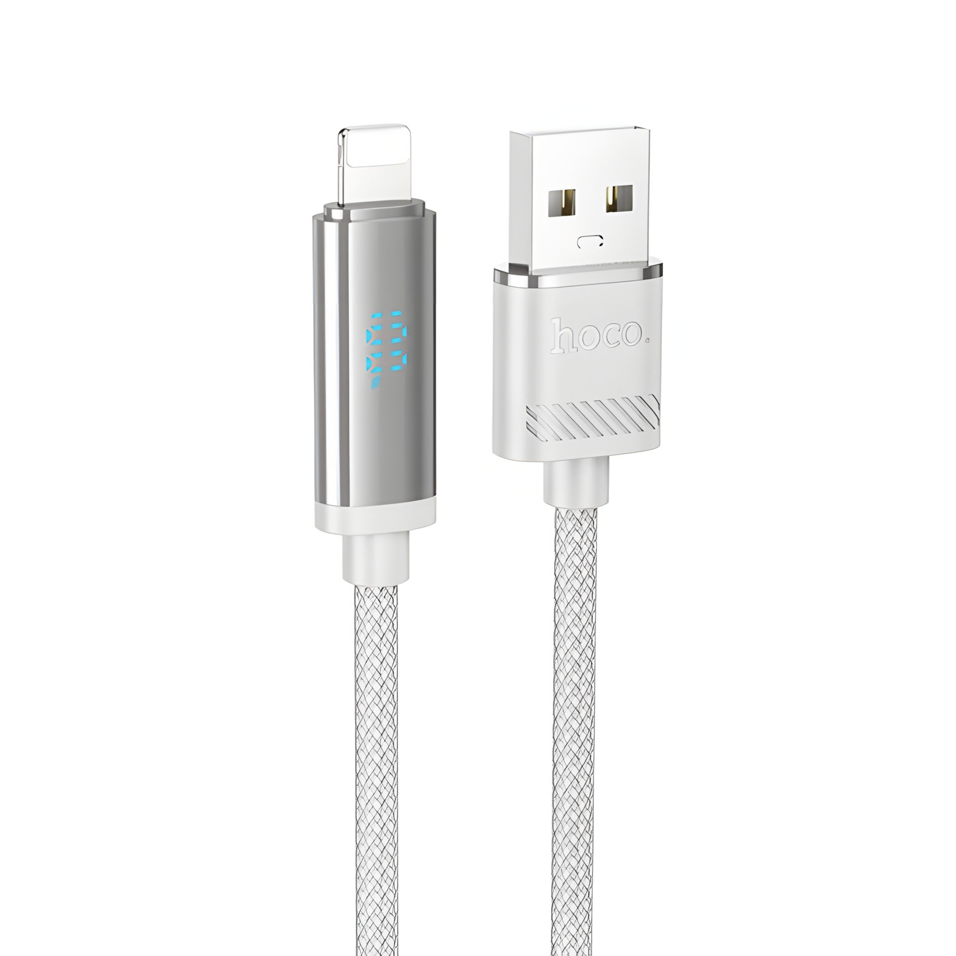 Кабель Hoco U127 з дисплеєм USB to Lightning, 2.4А, 1.2m, silver gray Кабель Hoco U127 з дисплеєм USB to Lightning, 2.4А, 1.2m, silver gray