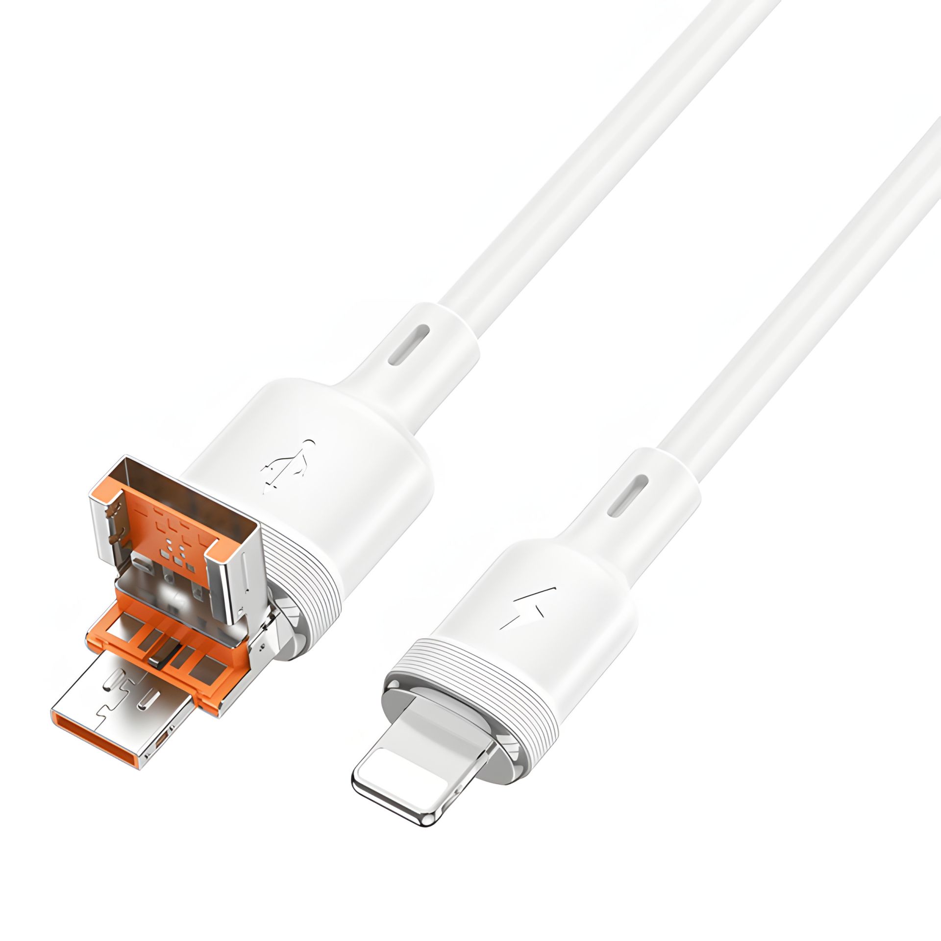 Кабель 2в1 Hoco U131 USB/Type-C to Lightning белый 1.2m Кабель 2в1 Hoco U131 USB/Type-C to Lightning белый 1.2m