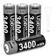 Акумулятори AA 3400mWh з роз'ємом Type-C (Комплект 4шт з кабелем) Black