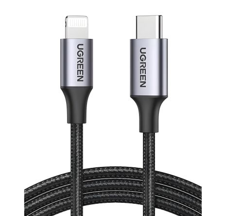 Ugreen US304 USB-C to Lightning M/M Алюминиевый Плетеный Кабель 2m Черный (UGR-60761) Ugreen US304 USB-C to Lightning M/M Алюминиевый Плетеный Кабель 2m Черный (UGR-60761)