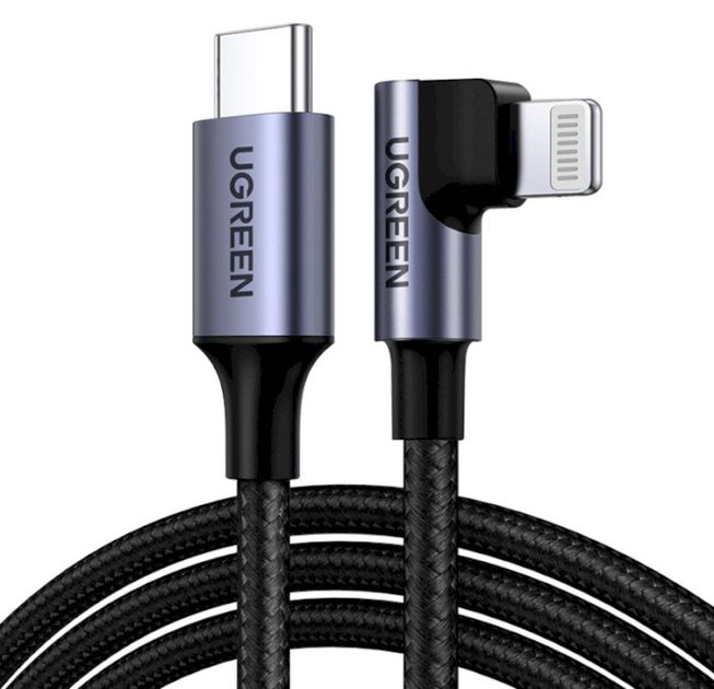 Кабель UGREEN US305 USB-C to Lightning Angled Cable Aluminum Shell Braided 1m(UGR-60763) Кабель UGREEN US305 USB-C to Lightning Angled Cable Aluminum Shell Braided 1m(UGR-60763)