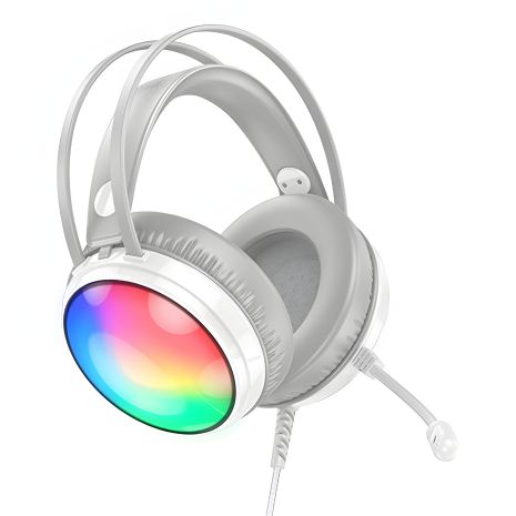 Геймерські накладні навушники Borofone BO108 з мікрофоном та LED, Jack 3.5, 2м, білий