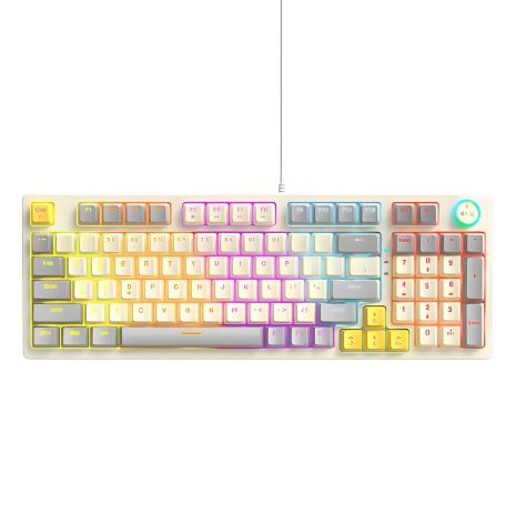 Ігрова клавіатура TWolf T50 Blue Switch з RGB підсвіткою, USB 1.5m, біла