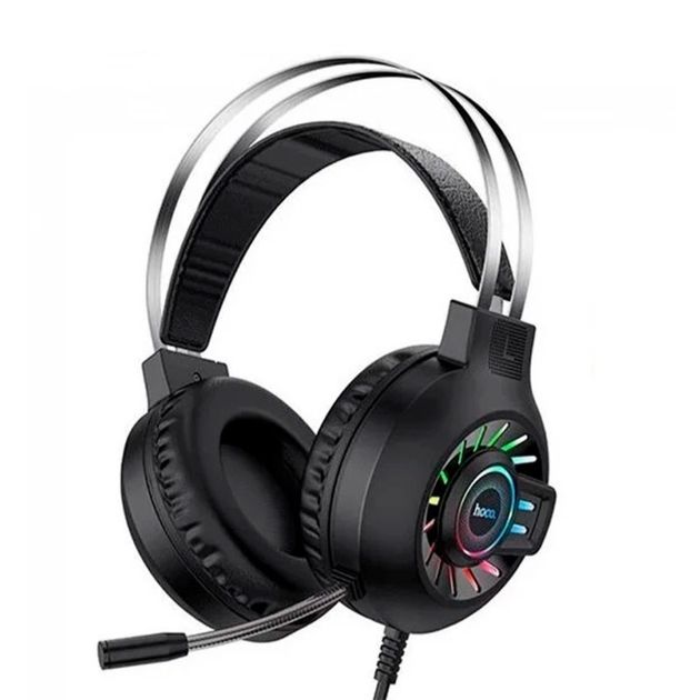 Навушники накладні Hoco ESD04 ігрові з LED підсвічуванням Jack 3.5 black pink Навушники накладні Hoco ESD04 ігрові з LED підсвічуванням Jack 3.5 black pink