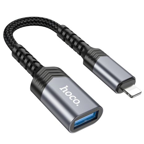 Хаб мультиадаптер Hoco UA24 Lightning to USB 2.0 сірий Хаб мультиадаптер Hoco UA24 Lightning to USB 2.0 сірий