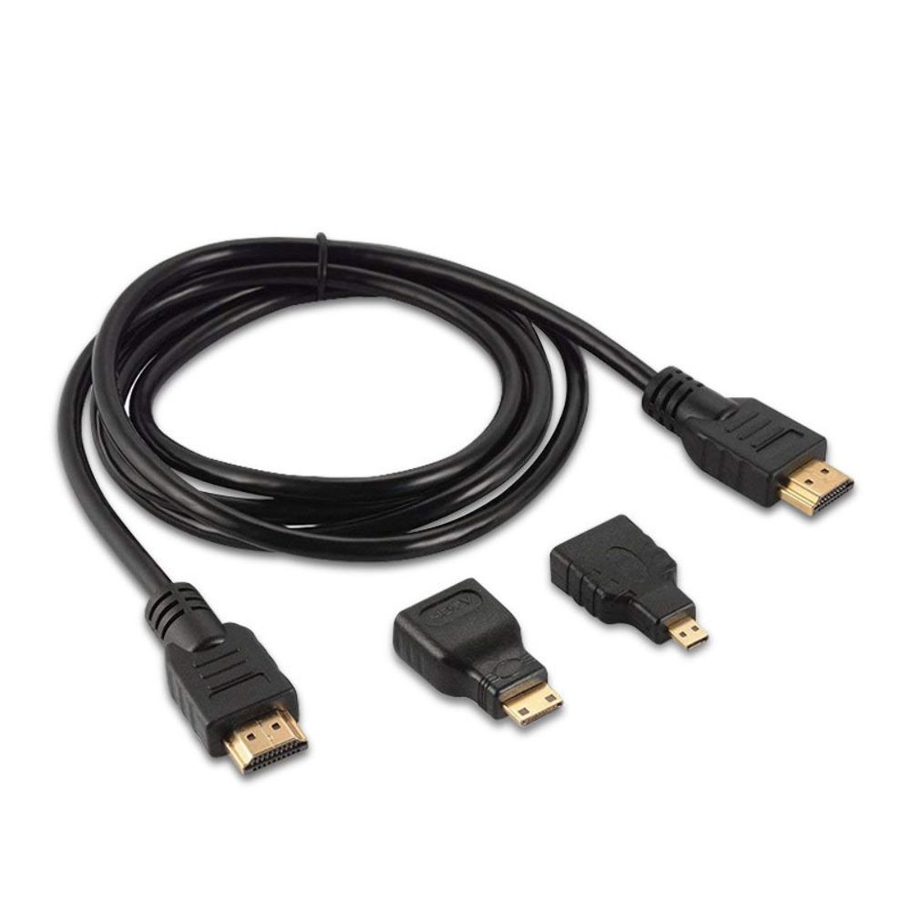 HDMI кабель 1.5м с мини и микро HDMI переходниками, чёрный HDMI кабель 1.5м с мини и микро HDMI переходниками, чёрный
