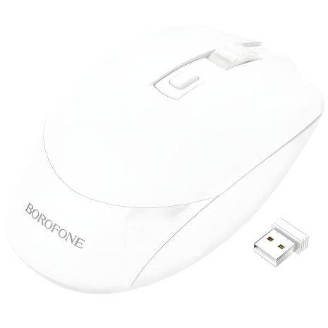 Wireless Миша Borofone BG7 2.4G optical, 1000-1600 DPI, 1хАА Білий Wireless Миша Borofone BG7 2.4G optical, 1000-1600 DPI, 1хАА Білий