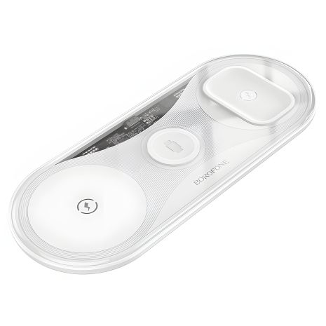 Зарядний пристрій Borofone BQ19, 3в1, 15W, бездротовий, білий Зарядний пристрій Borofone BQ19, 3в1, 15W, бездротовий, білий