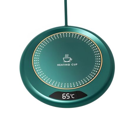 Термостатична підставка для чашки з підігрівом 11.5 см 20W, USB 2+A, 3 режими, зелена