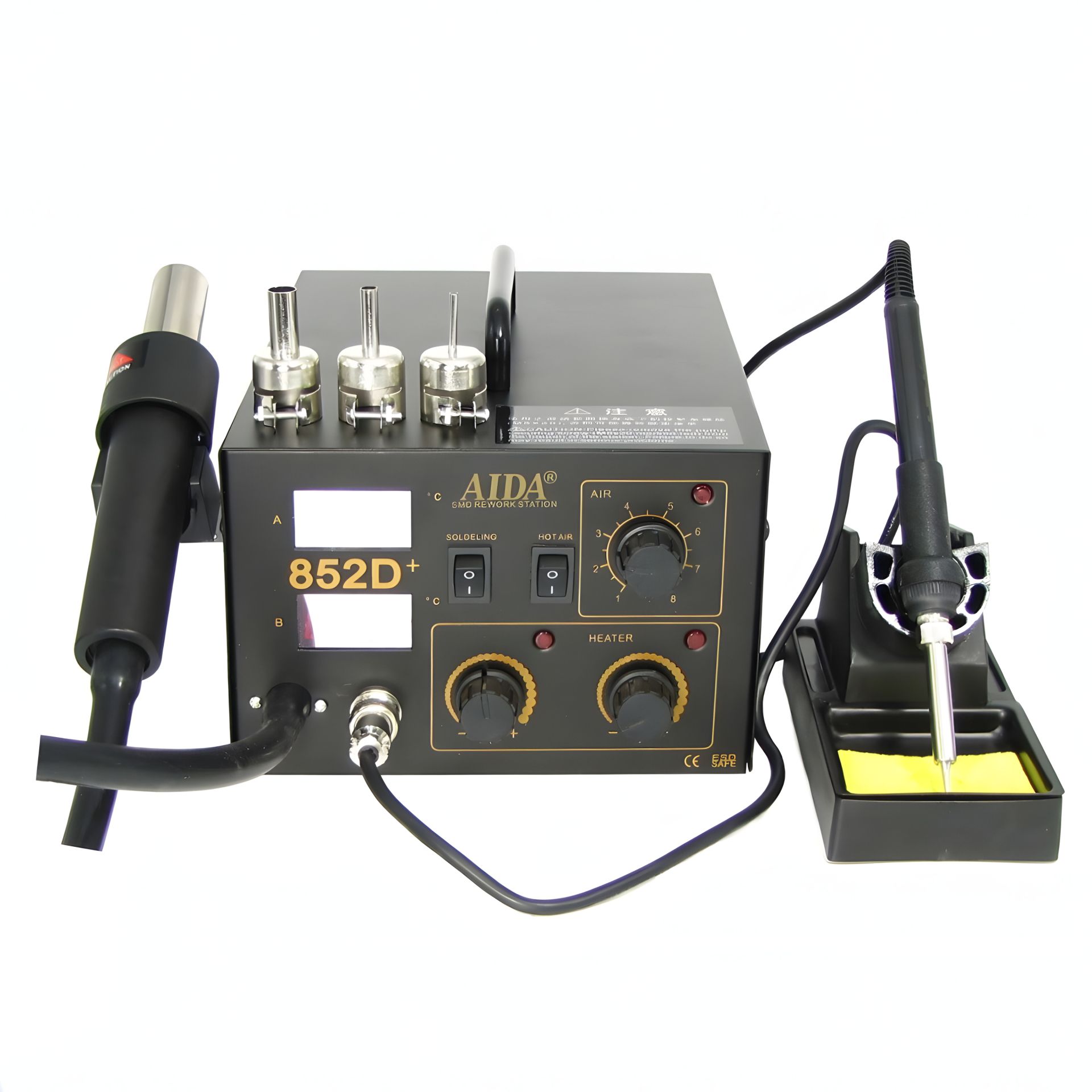 Компресорна паяльна станція Aida 852D+ з феном і паяльником Компресорна паяльна станція Aida 852D+ з феном і паяльником