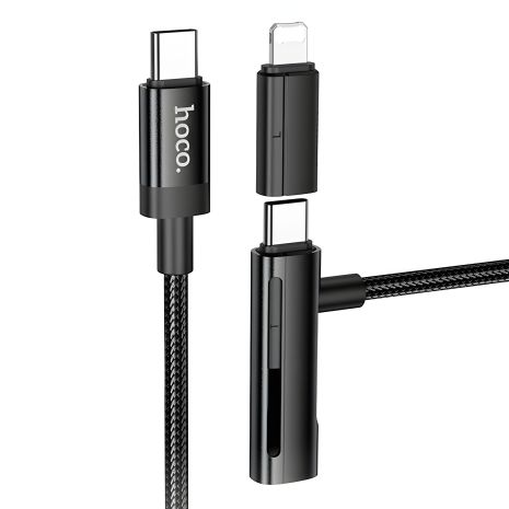 Hoco U135 2в1 Кабель Type-C to Lightning/Type-C 1.2m черный