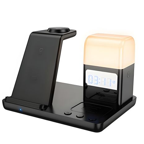 3в1 зарядний пристрій Hoco CQ9 бездротовий з годинником 3в1 зарядний пристрій Hoco CQ9 бездротовий з годинником