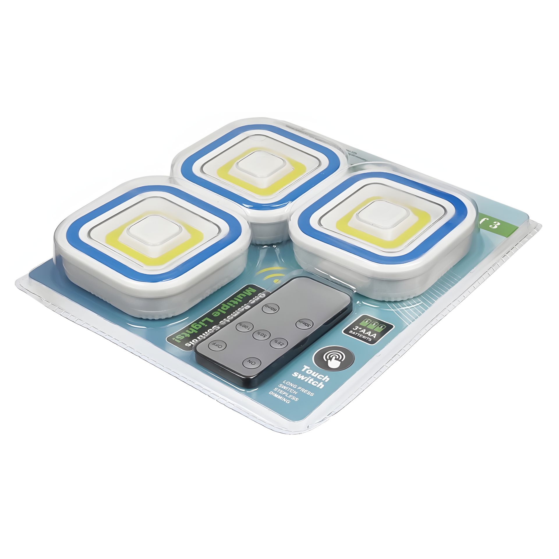 Комплект LED світильників (3 шт.) з таймером і пультом, живлення від батарейок AAA, Білий Комплект LED світильників (3 шт.) з таймером і пультом, живлення від батарейок AAA, Білий