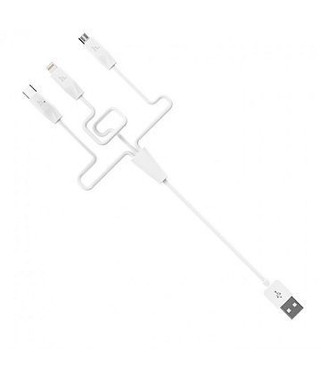 USB Cable Hoco X1 3in1 Lightning + MicroUSB + Type-C 2.1A White 1m USB Cable Hoco X1 3in1 Lightning + MicroUSB + Type-C 2.1A White 1m