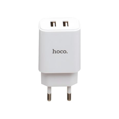 Мережевий зарядний пристрій Hoco C62A з кабелем MicroUSB, 2USB, 2.1A, White