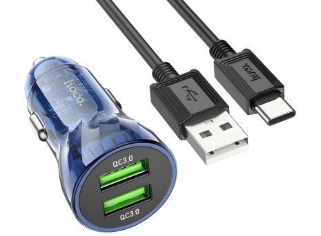 Авто ЗУ Hoco Z47 Прозрачный QC3.0 18W Type-C Синий Авто ЗУ Hoco Z47 Прозрачный QC3.0 18W Type-C Синий