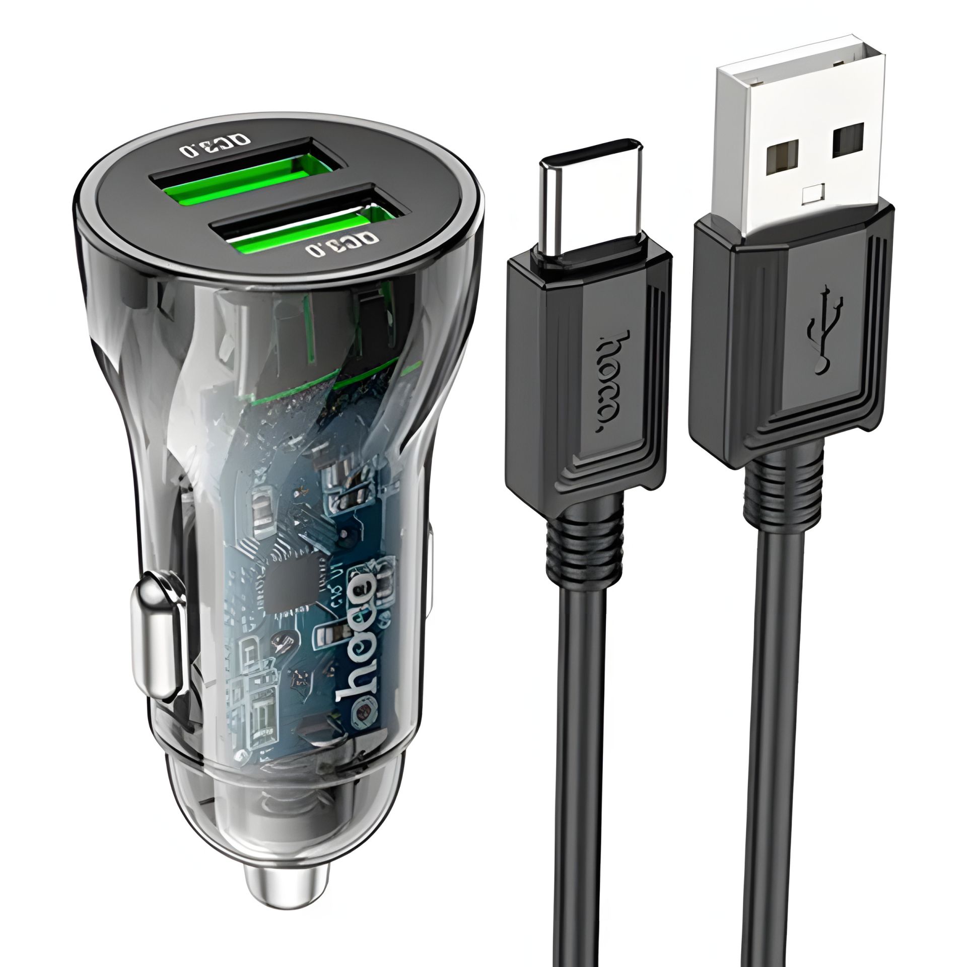 Авто ЗУ Hoco Z47 Прозрачный QC3.0 18W Type-C Чёрный Авто ЗУ Hoco Z47 Прозрачный QC3.0 18W Type-C Чёрный