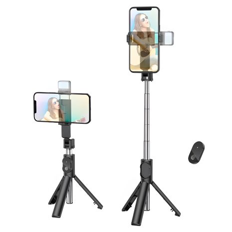 Штатив-трипод Borofone BY8, LED, 360°, BT4.0, 55mAh, 1.5h, 0.8m, чорний Штатив-трипод Borofone BY8, LED, 360°, BT4.0, 55mAh, 1.5h, 0.8m, чорний