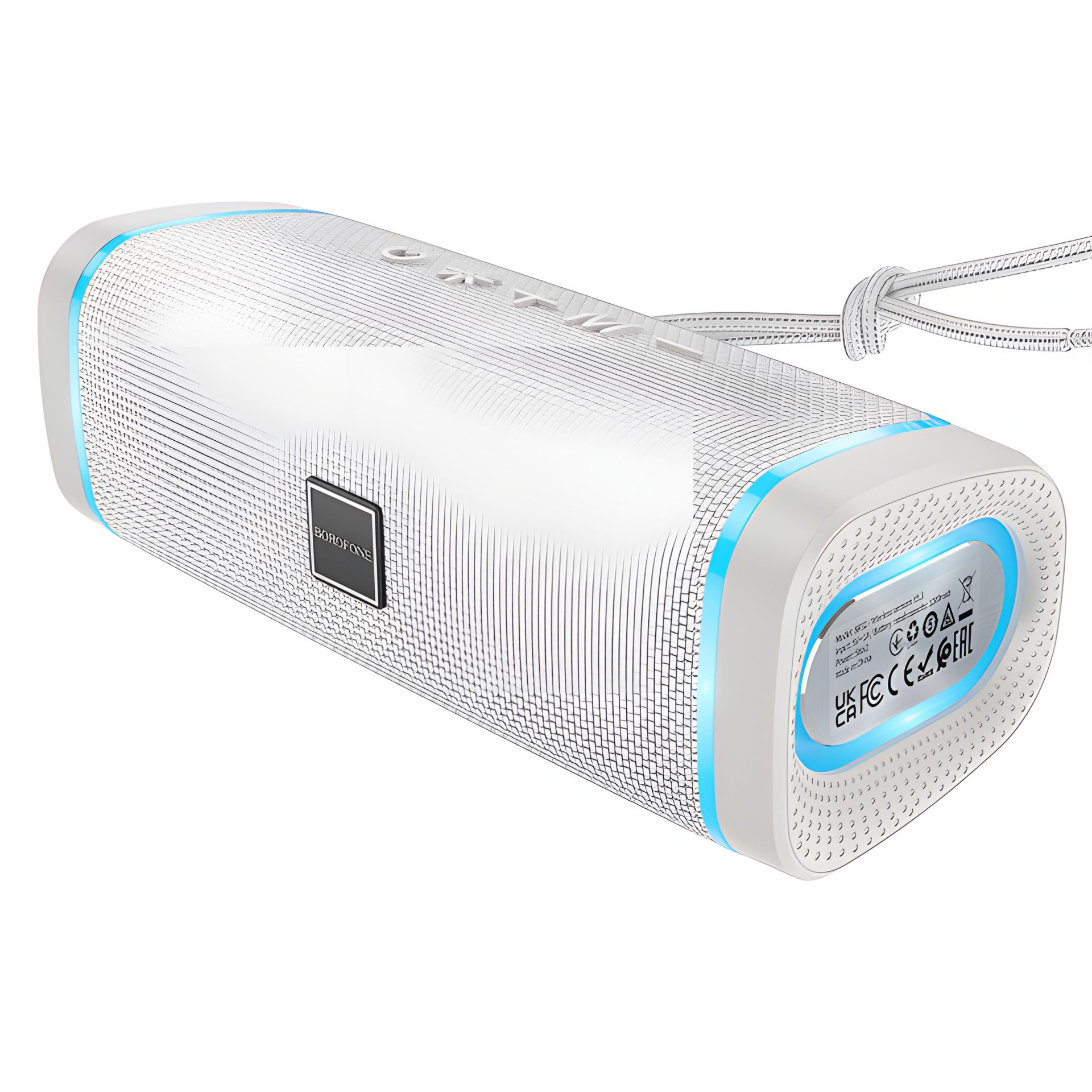 Borofone BR32 Бездротова колонка, BT5.3, FM, AUX, USB, TWS, 10W, 1200mAh, 2h зі світломузикою сіра Borofone BR32 Бездротова колонка, BT5.3, FM, AUX, USB, TWS, 10W, 1200mAh, 2h зі світломузикою сіра