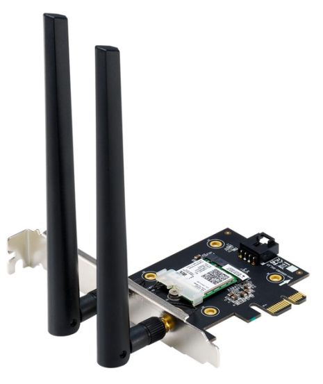 Wi-Fi адаптер ASUS PCE-AX3000, BT5.0, PCI Express x1, WI-FI 6, 2.4/5GHz, 2402Mb/s (90IG0610-MO0R10) Wi-Fi адаптер ASUS PCE-AX3000, BT5.0, PCI Express x1, WI-FI 6, 2.4/5GHz, 2402Mb/s (90IG0610-MO0R10)